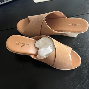 Suede peep-toe espadrille wedges